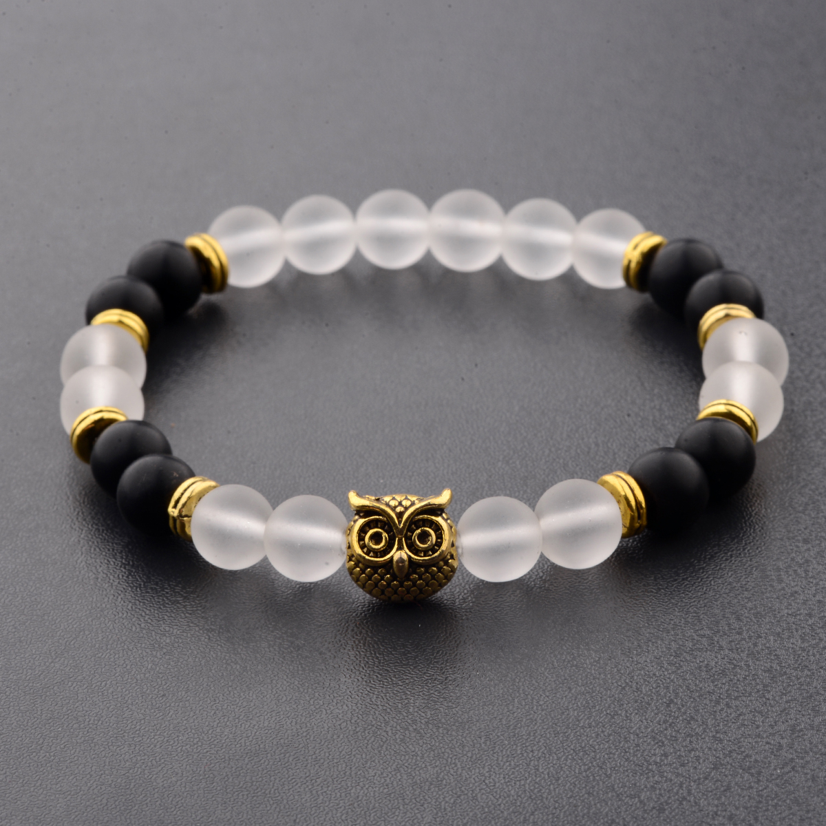 Women Men Owl Bracelets Healing Crystals Spiritual Energy Beaded Bracelets Gift