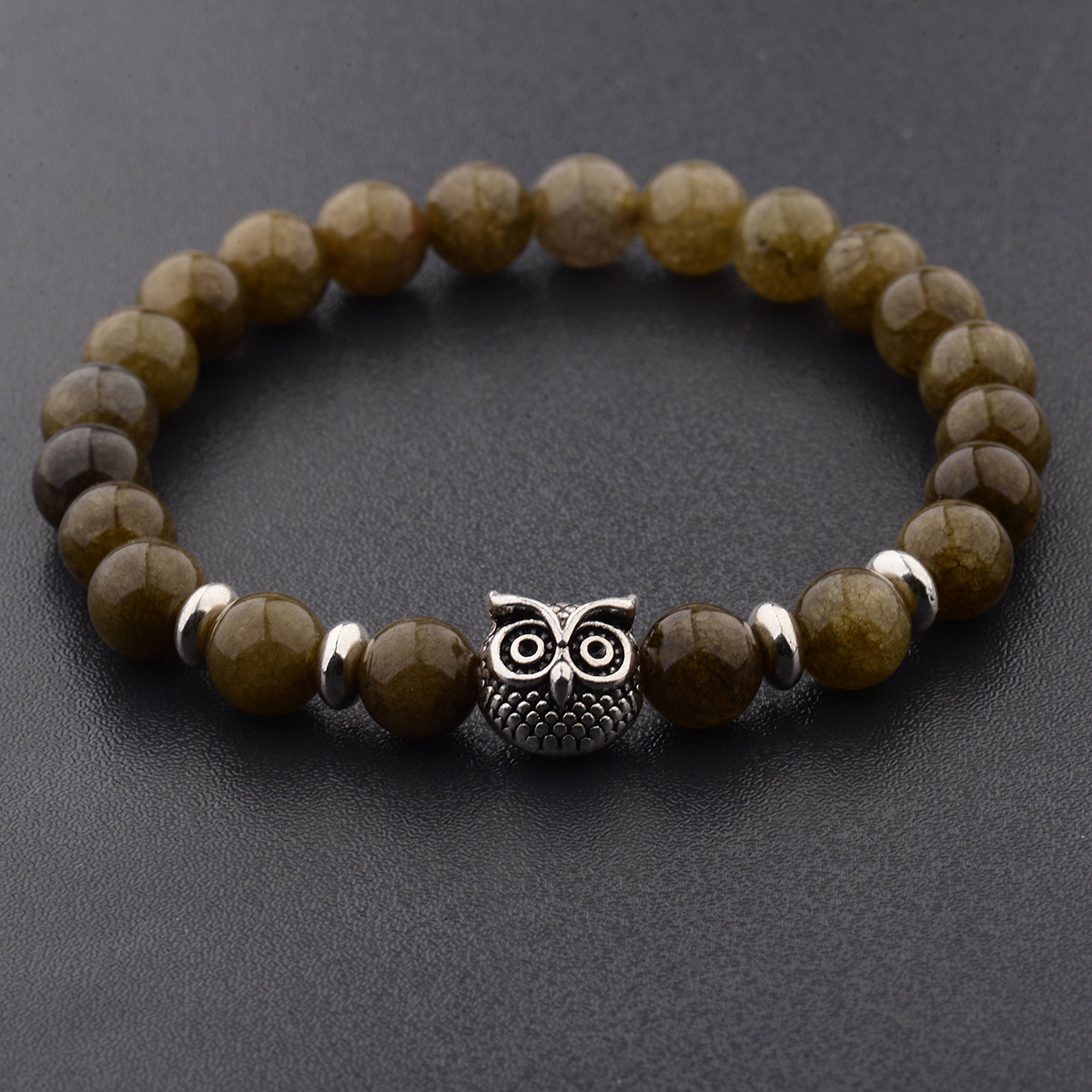 Women Men Owl Bracelets Healing Crystals Spiritual Energy Beaded Bracelets Gift