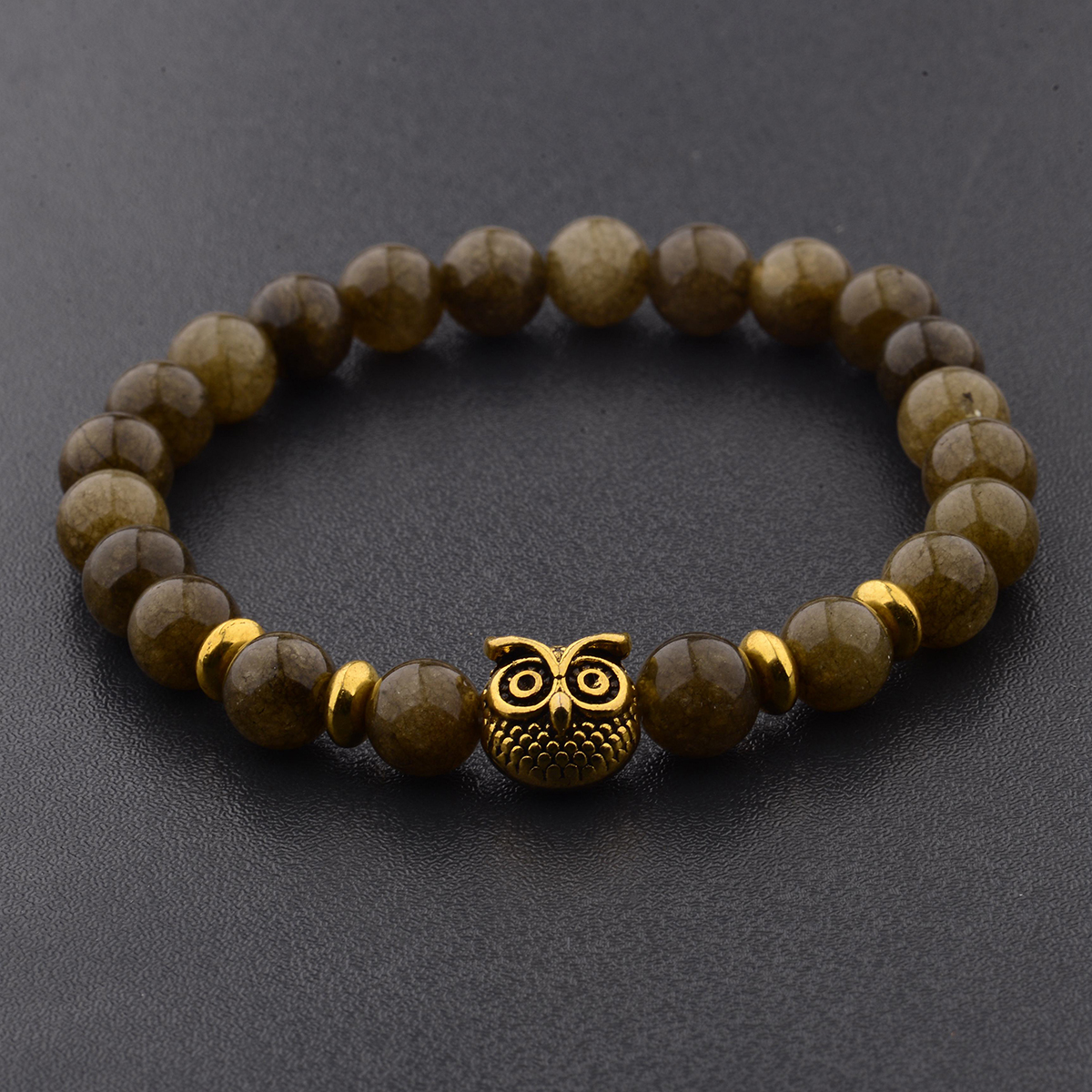 Women Men Owl Bracelets Healing Crystals Spiritual Energy Beaded Bracelets Gift