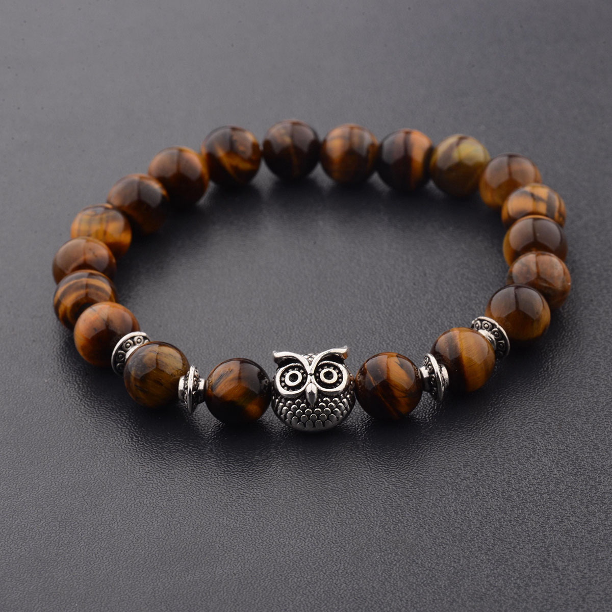 Women Men Owl Bracelets Healing Crystals Spiritual Energy Beaded Bracelets Gift