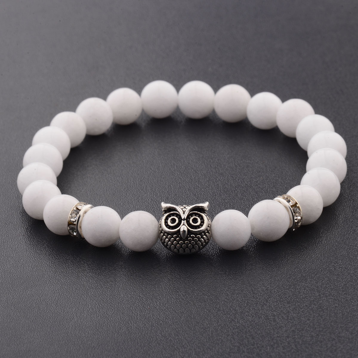 Women Men Owl Bracelets Healing Crystals Spiritual Energy Beaded Bracelets Gift