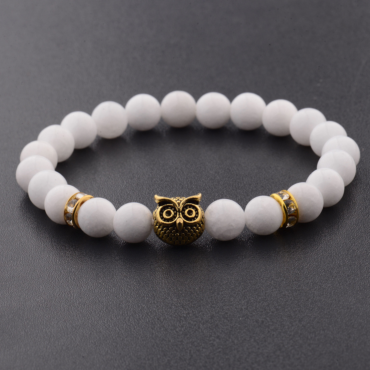 Women Men Owl Bracelets Healing Crystals Spiritual Energy Beaded Bracelets Gift