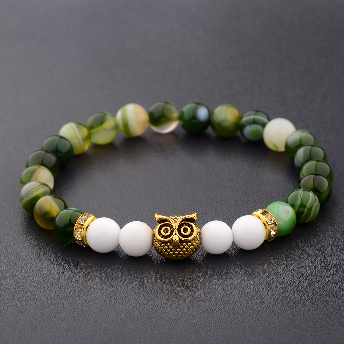 Women Men Owl Bracelets Healing Crystals Spiritual Energy Beaded Bracelets Gift