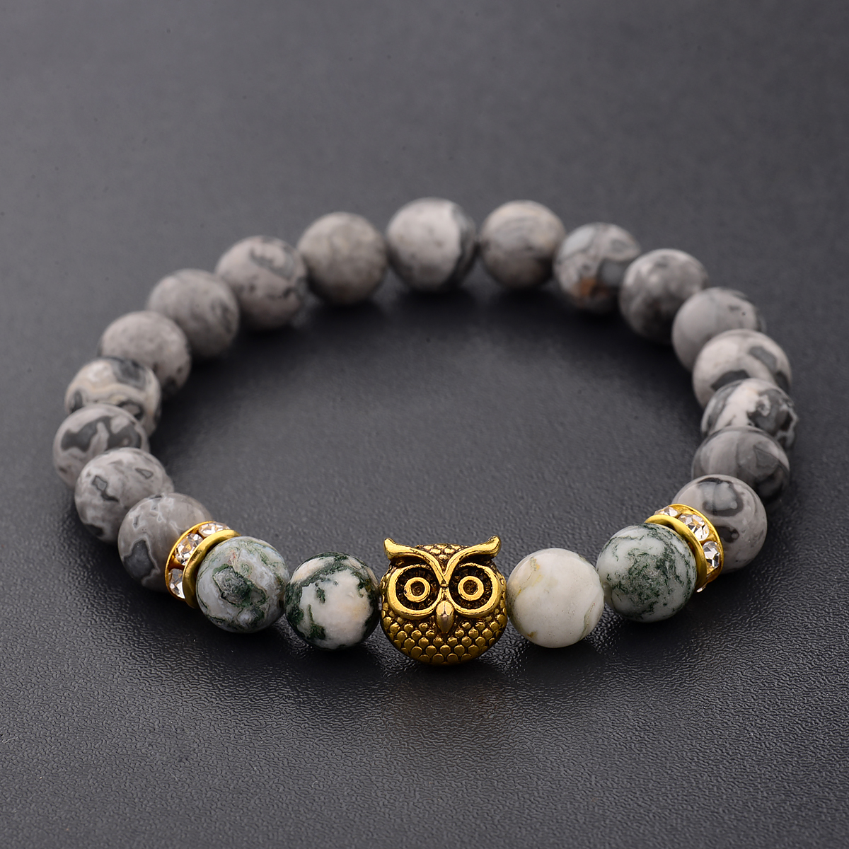 Women Men Owl Bracelets Healing Crystals Spiritual Energy Beaded Bracelets Gift