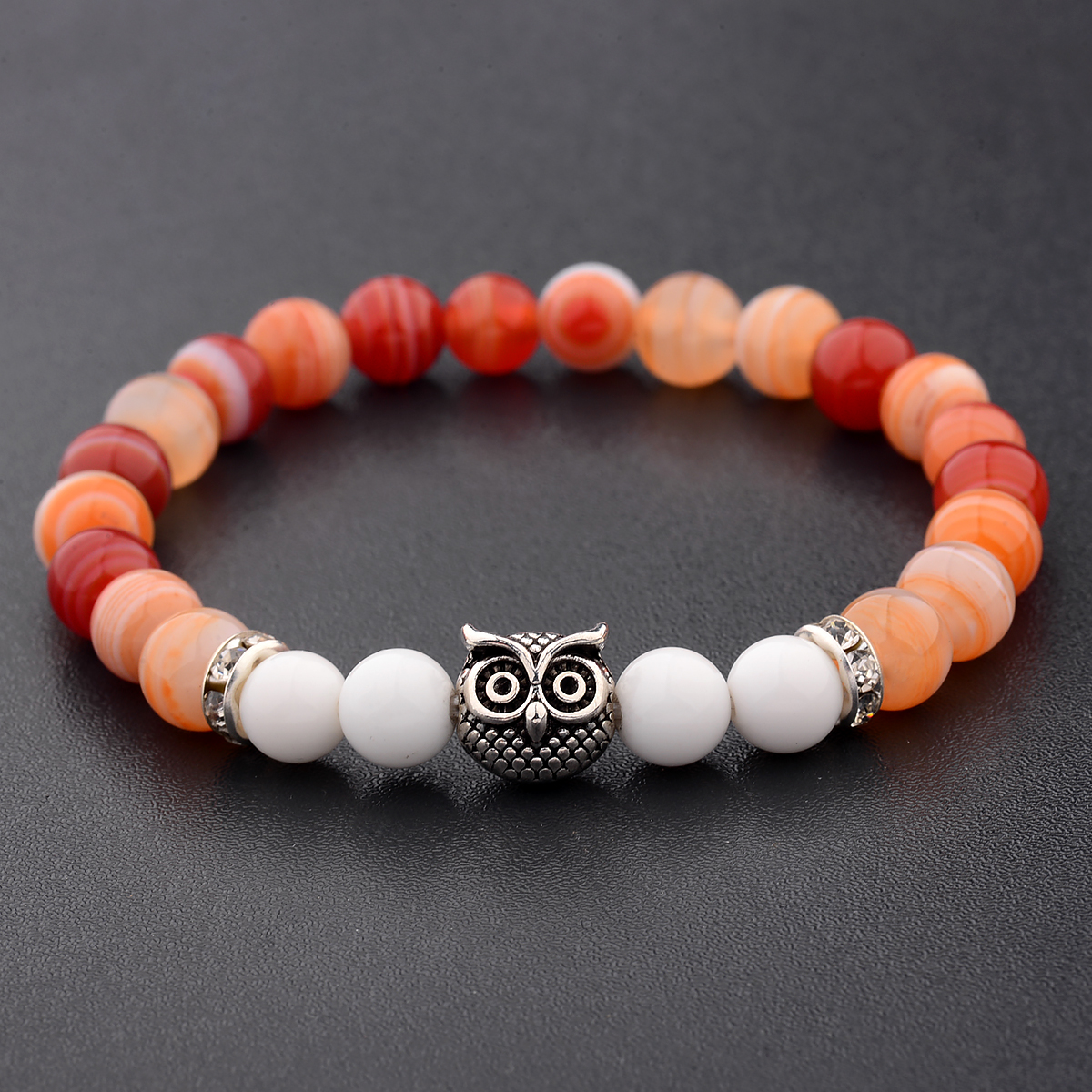 Women Men Owl Bracelets Healing Crystals Spiritual Energy Beaded Bracelets Gift