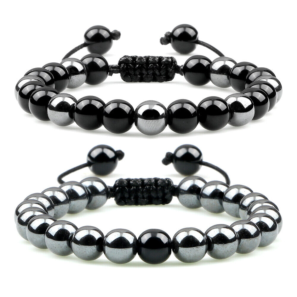 2pcs Tiger Eye Beads Hematite Bracelet Handmade Adjustable Men Protection Energy - Picture 11 of 13