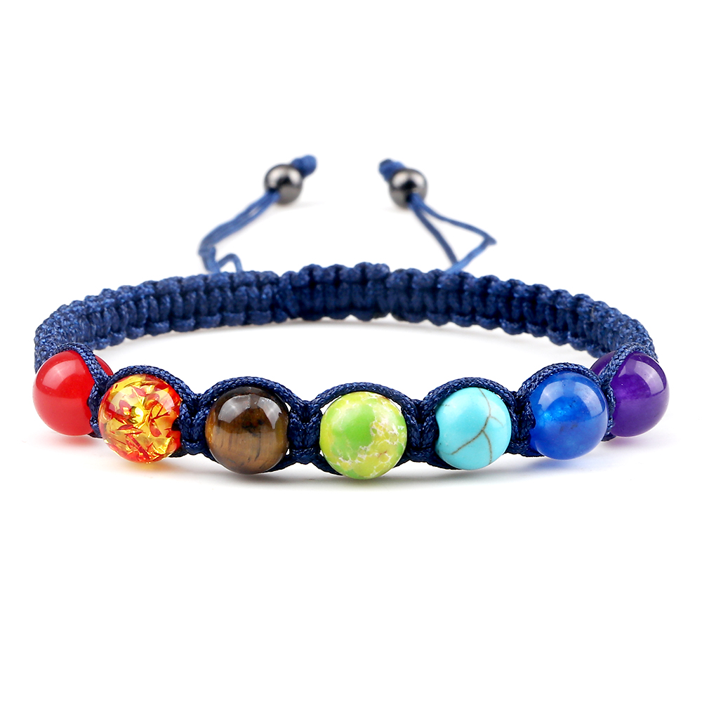 Natural Stone 7 Chakra Healing Balance Beaded Lava Bracelet Yoga Jewelry for Men - Picture 10 of 18