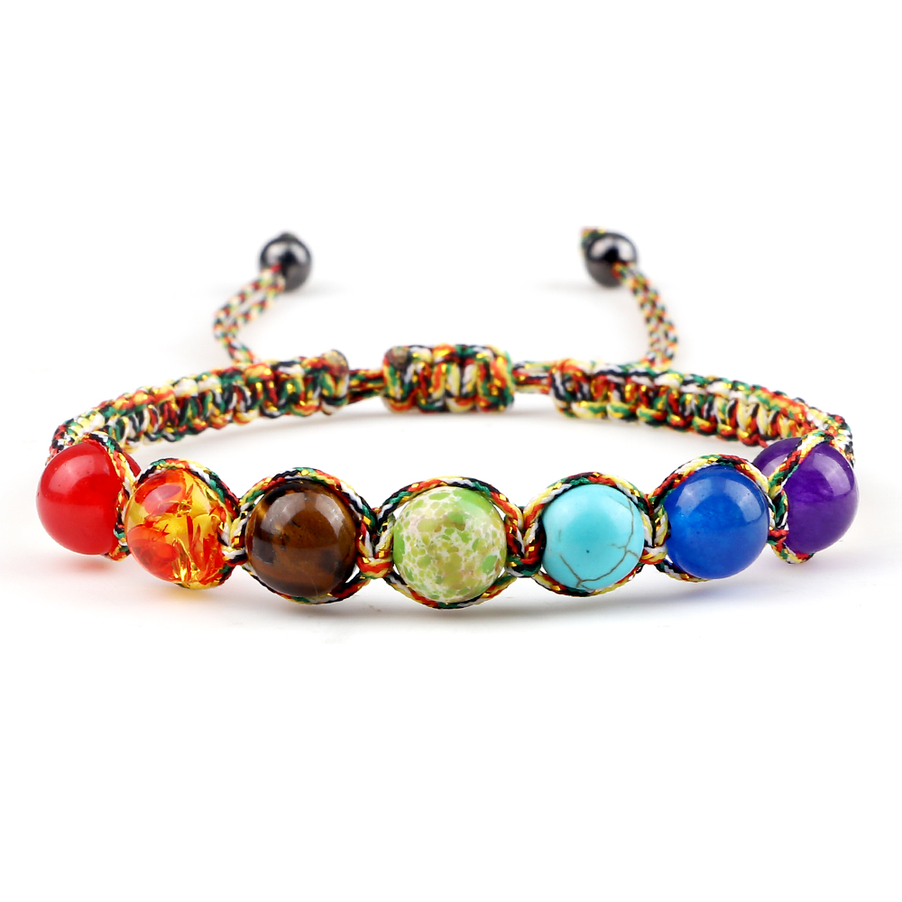 Natural Stone 7 Chakra Healing Balance Beaded Lava Bracelet Yoga Jewelry for Men - Picture 12 of 18