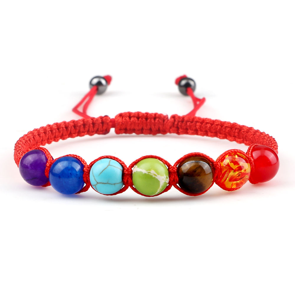 Natural Stone 7 Chakra Healing Balance Beaded Lava Bracelet Yoga Jewelry for Men - Picture 13 of 18