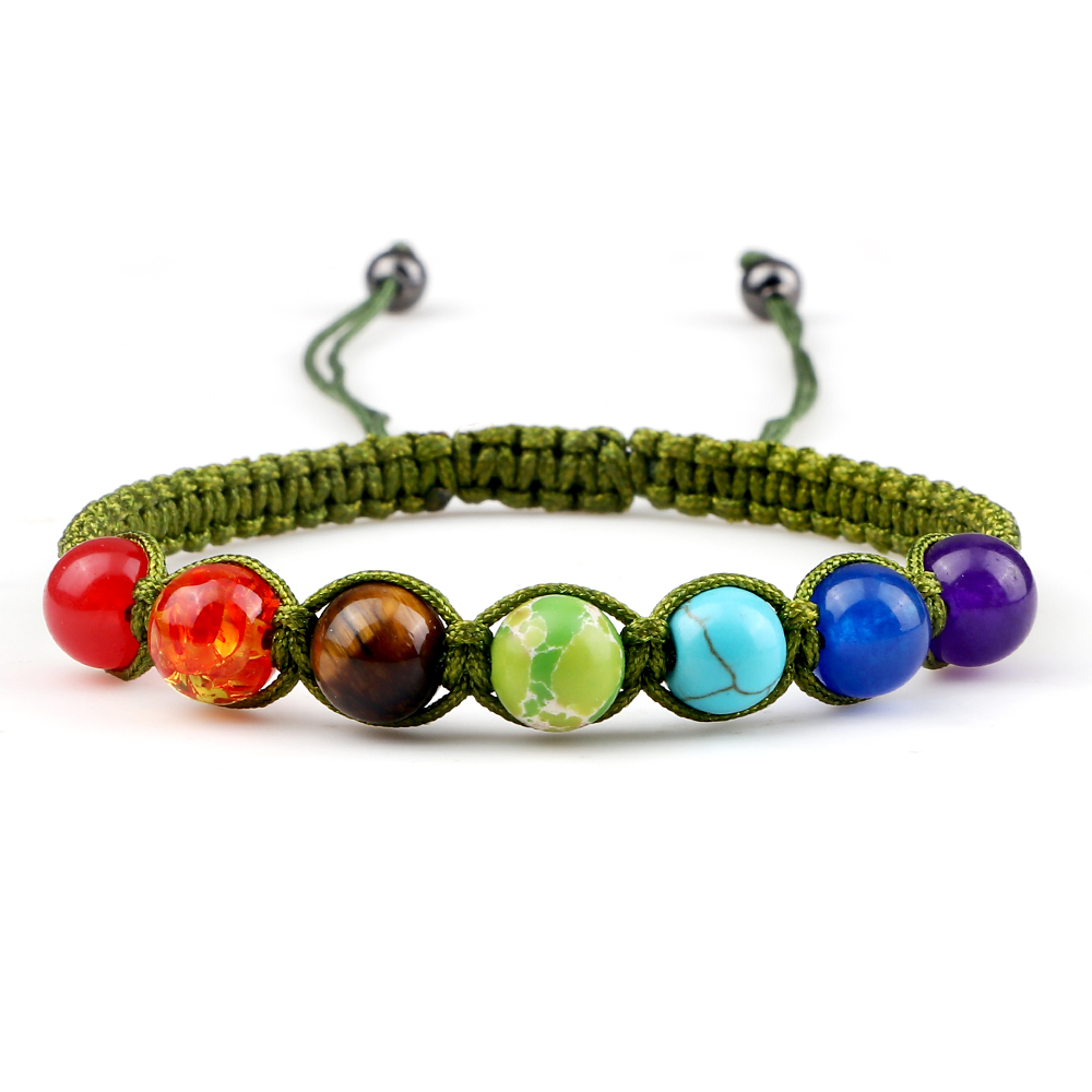 Natural Stone 7 Chakra Healing Balance Beaded Lava Bracelet Yoga Jewelry for Men - Picture 14 of 18