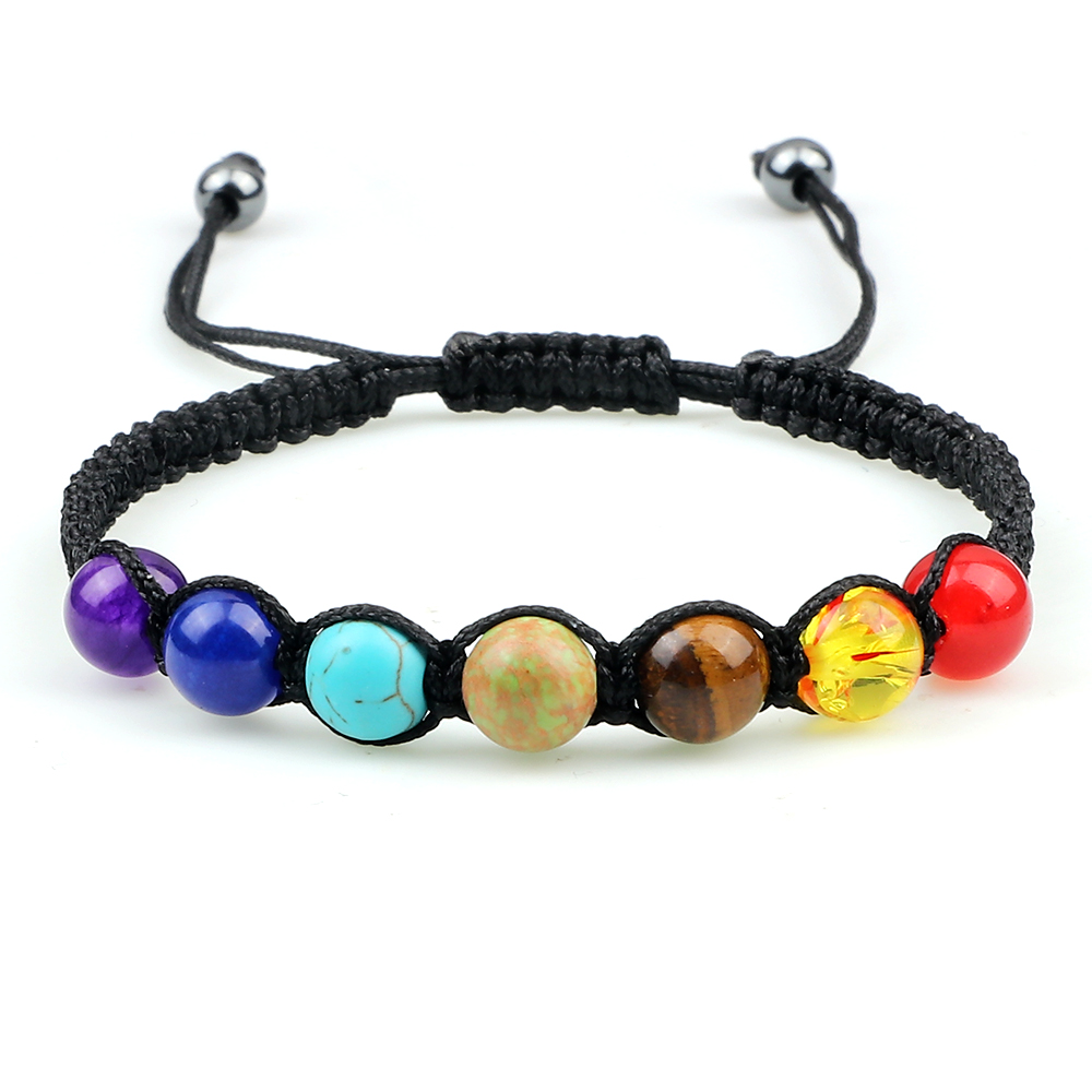 Natural Stone 7 Chakra Healing Balance Beaded Lava Bracelet Yoga Jewelry for Men - Picture 15 of 18