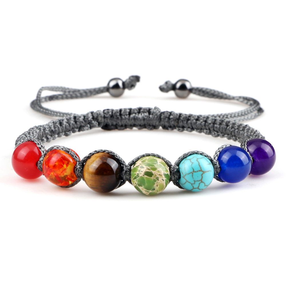 Natural Stone 7 Chakra Healing Balance Beaded Lava Bracelet Yoga Jewelry for Men - Picture 17 of 18