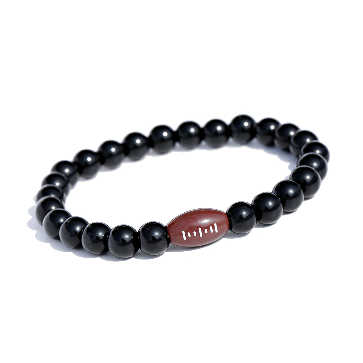 Basketball Black Obsidian Stone Beaded Fashion Bracelets Charm Bracelet for Men