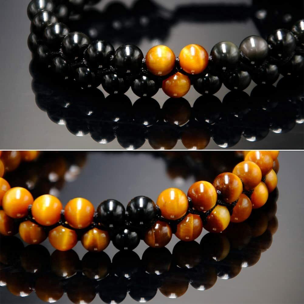 2Pcs/Set 6mm Double Weave Adjustable Bracelets Healing Energy Couples Gifts