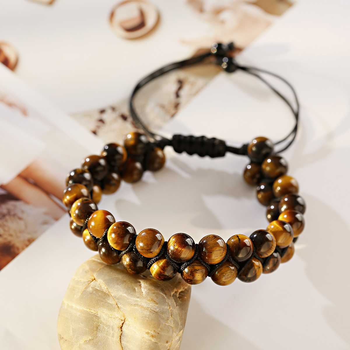 Triple Protection Natural Black Obsidian Hematite Tiger's Eye Bracelet