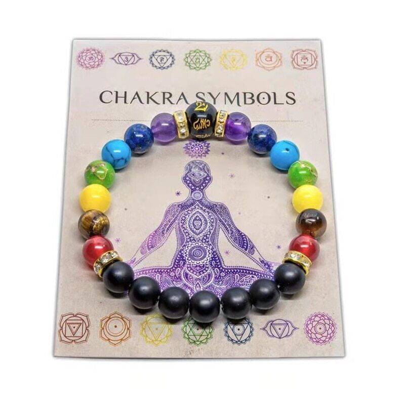 7 Chakra Lava Stone Crystal Healing Bracelets Natural Anxiety Relief Meditation - Picture 11 of 21