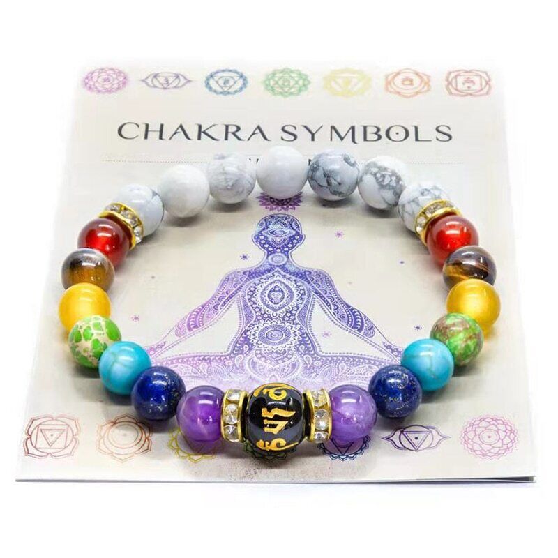 7 Chakra Lava Stone Crystal Healing Bracelets Natural Anxiety Relief Meditation - Picture 12 of 21