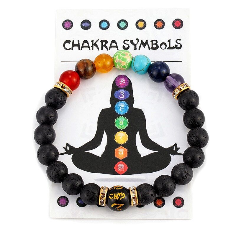 7 Chakra Lava Stone Crystal Healing Bracelets Natural Anxiety Relief Meditation - Picture 9 of 21
