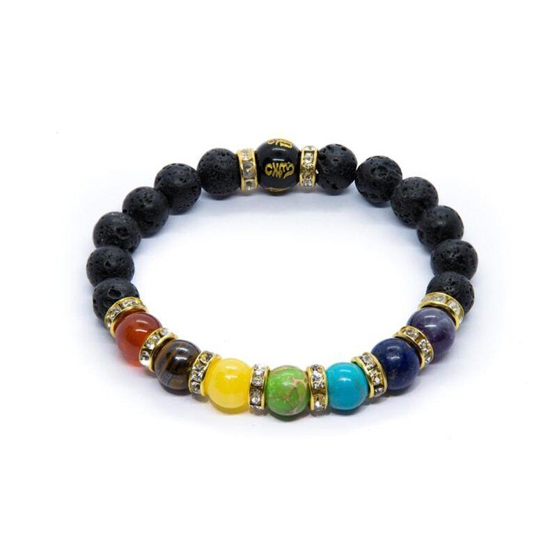 7 Chakra Lava Stone Crystal Healing Bracelets Natural Anxiety Relief Meditation - Picture 10 of 21