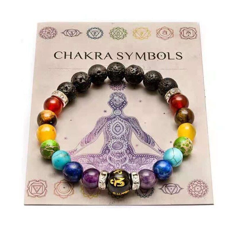 7 Chakra Lava Stone Crystal Healing Bracelets Natural Anxiety Relief Meditation - Picture 14 of 21