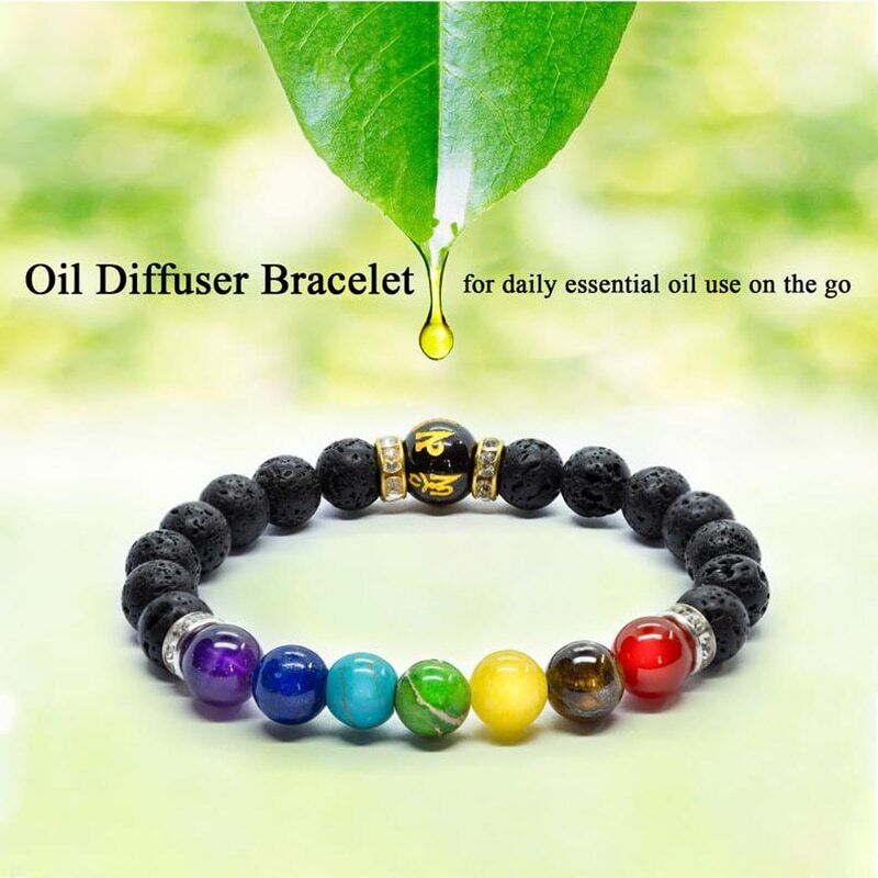 7 Chakra Lava Stone Crystal Healing Bracelets Natural Anxiety Relief Meditation - Picture 15 of 21