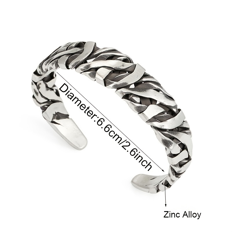 Viking Men Cuff Bracelets Silver Cuff Bracelet Retro Twisted Braided Open Bangle - Picture 22 of 28
