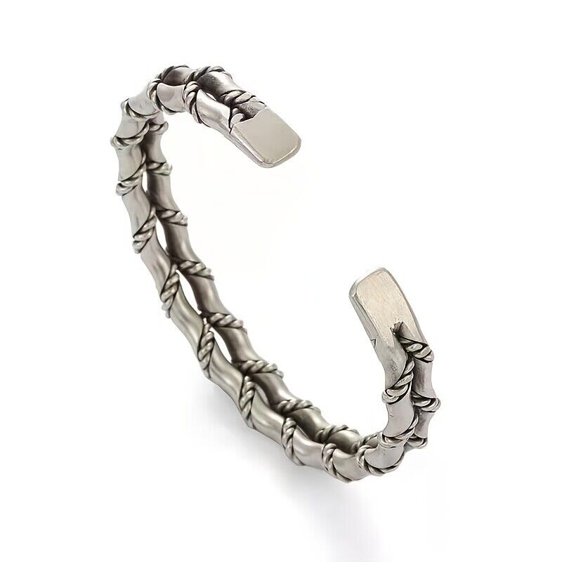 Viking Men Cuff Bracelets Silver Cuff Bracelet Retro Twisted Braided Open Bangle - Picture 26 of 28