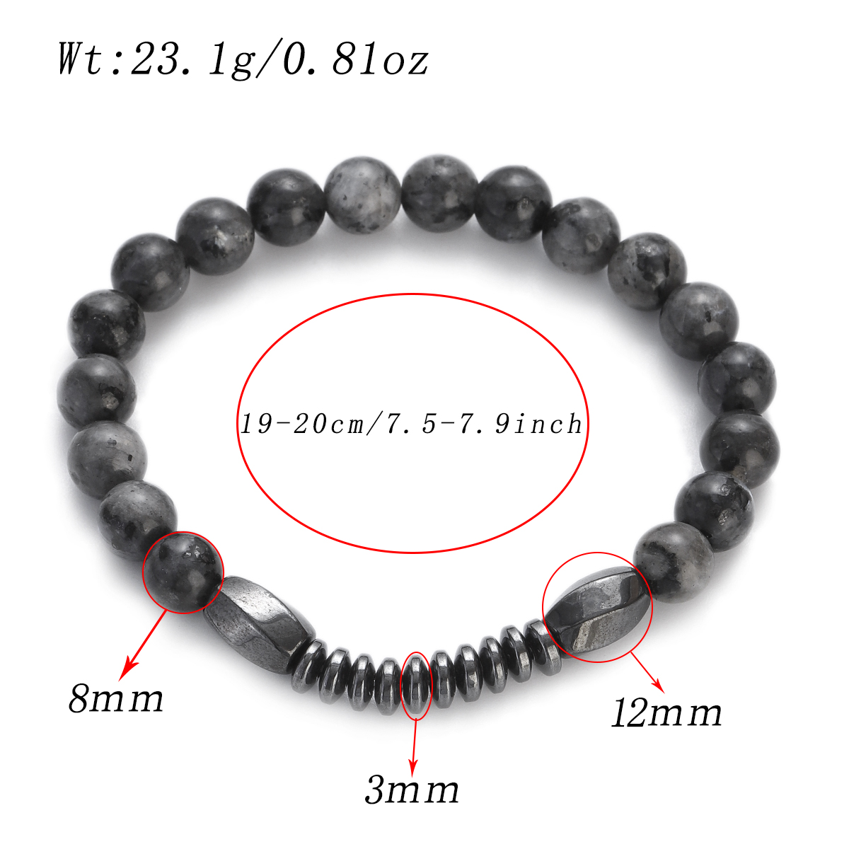 Hematite Fashion For Men's Bracelet Natural Stone Tiger Eye Lava Bead Bracelet