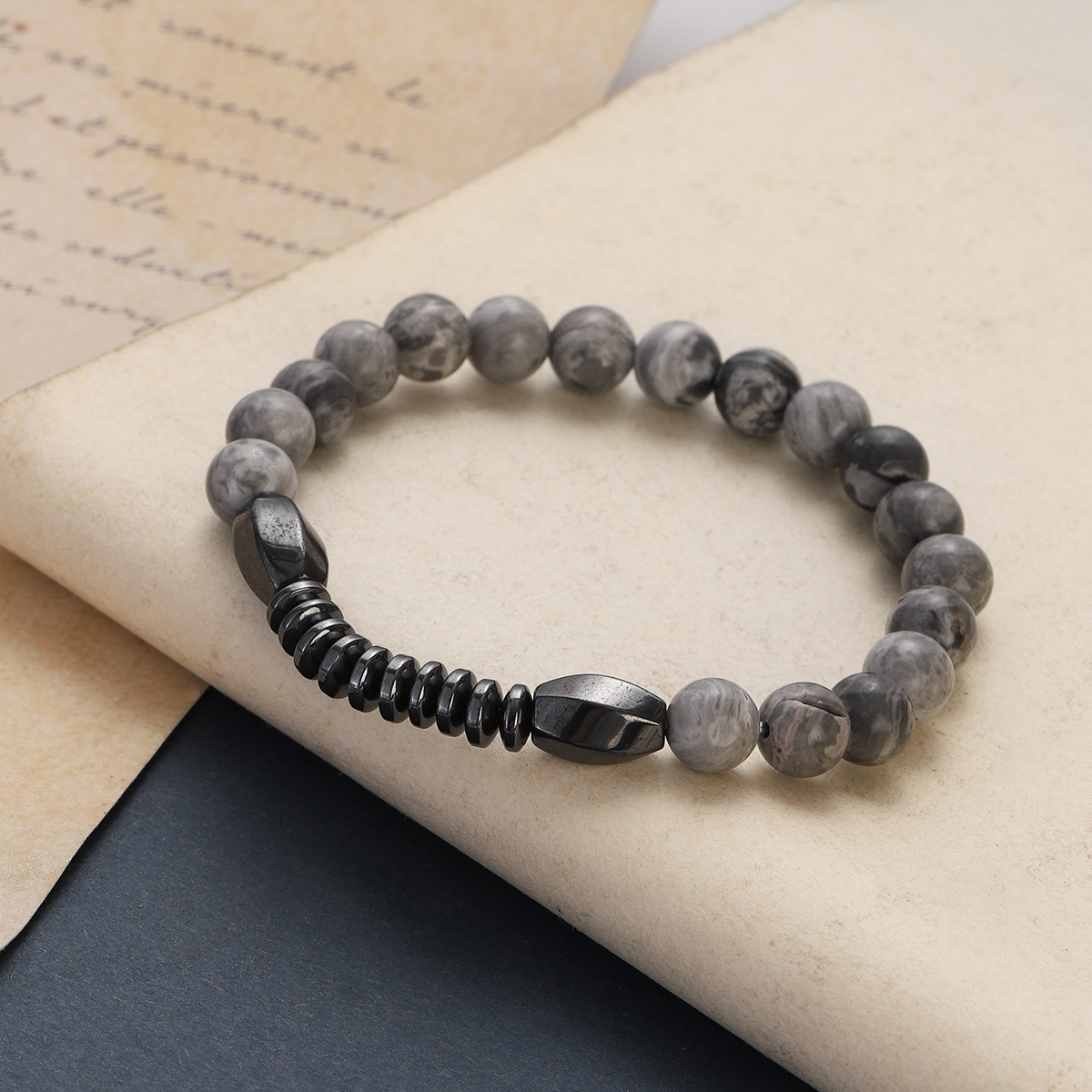 Hematite Fashion For Men's Bracelet Natural Stone Tiger Eye Lava Bead Bracelet