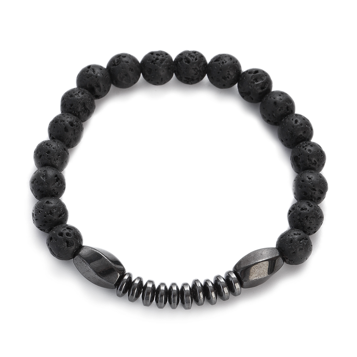 Hematite Fashion For Men's Bracelet Natural Stone Tiger Eye Lava Bead Bracelet