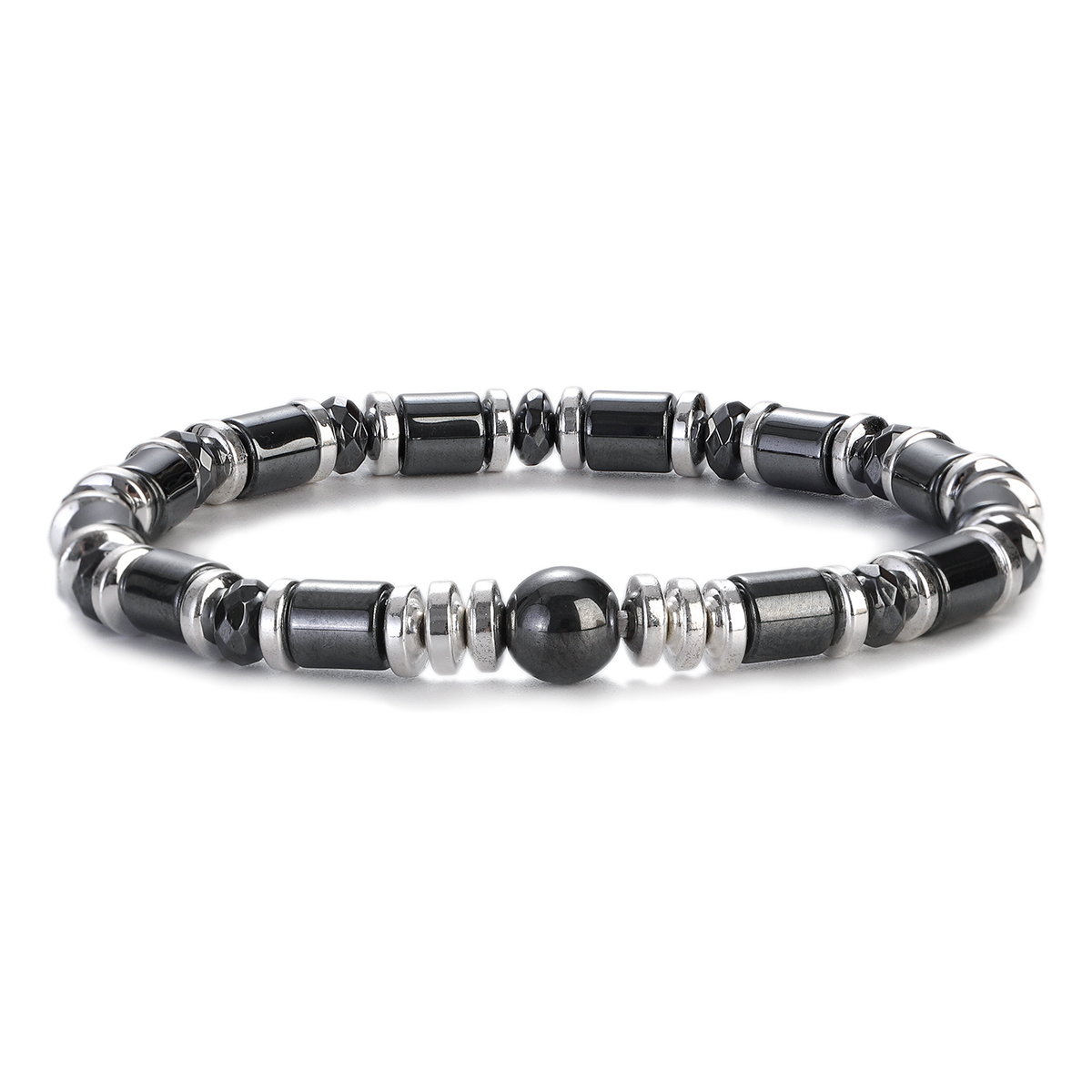 Natural Hematite Bracelet Handmade Stretch Black Stone Bead Balance Jewelry Gift