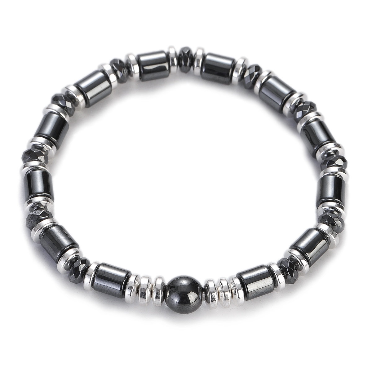 Natural Hematite Bracelet Handmade Stretch Black Stone Bead Balance Jewelry Gift