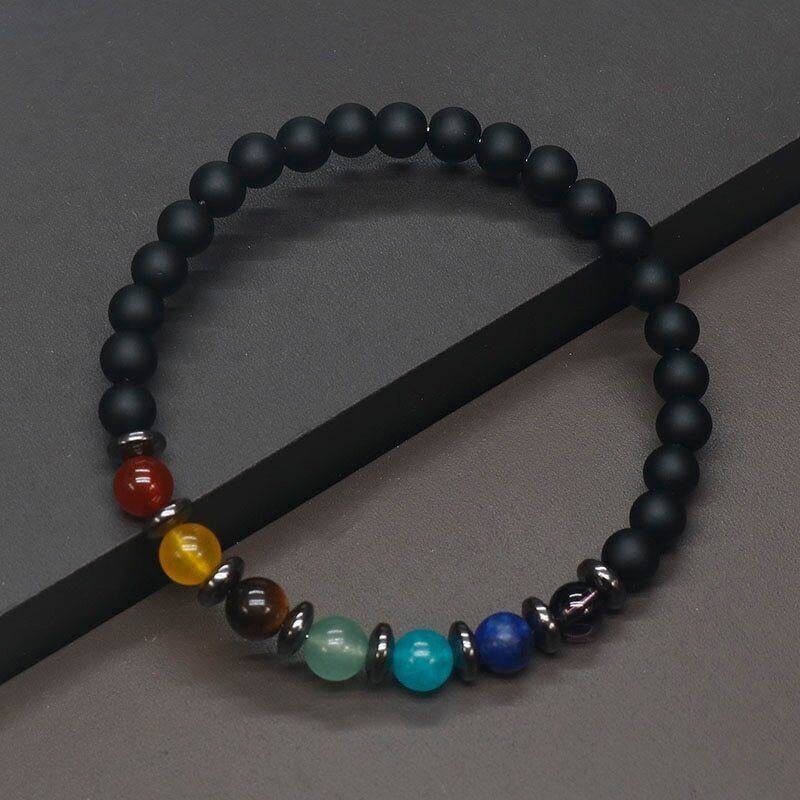 6mm 7 Chakra Hematite Bracelet Natural Stone Reiki Healing Enegry Yoga Bracelet - Picture 9 of 13