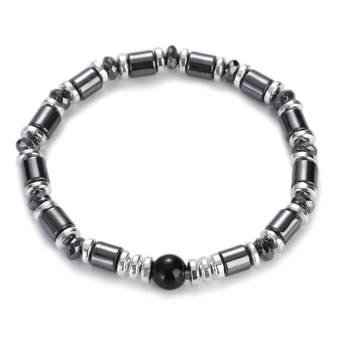 Natural Hematite Bracelet Handmade Stretch Black Stone Bead Balance Jewelry Gift