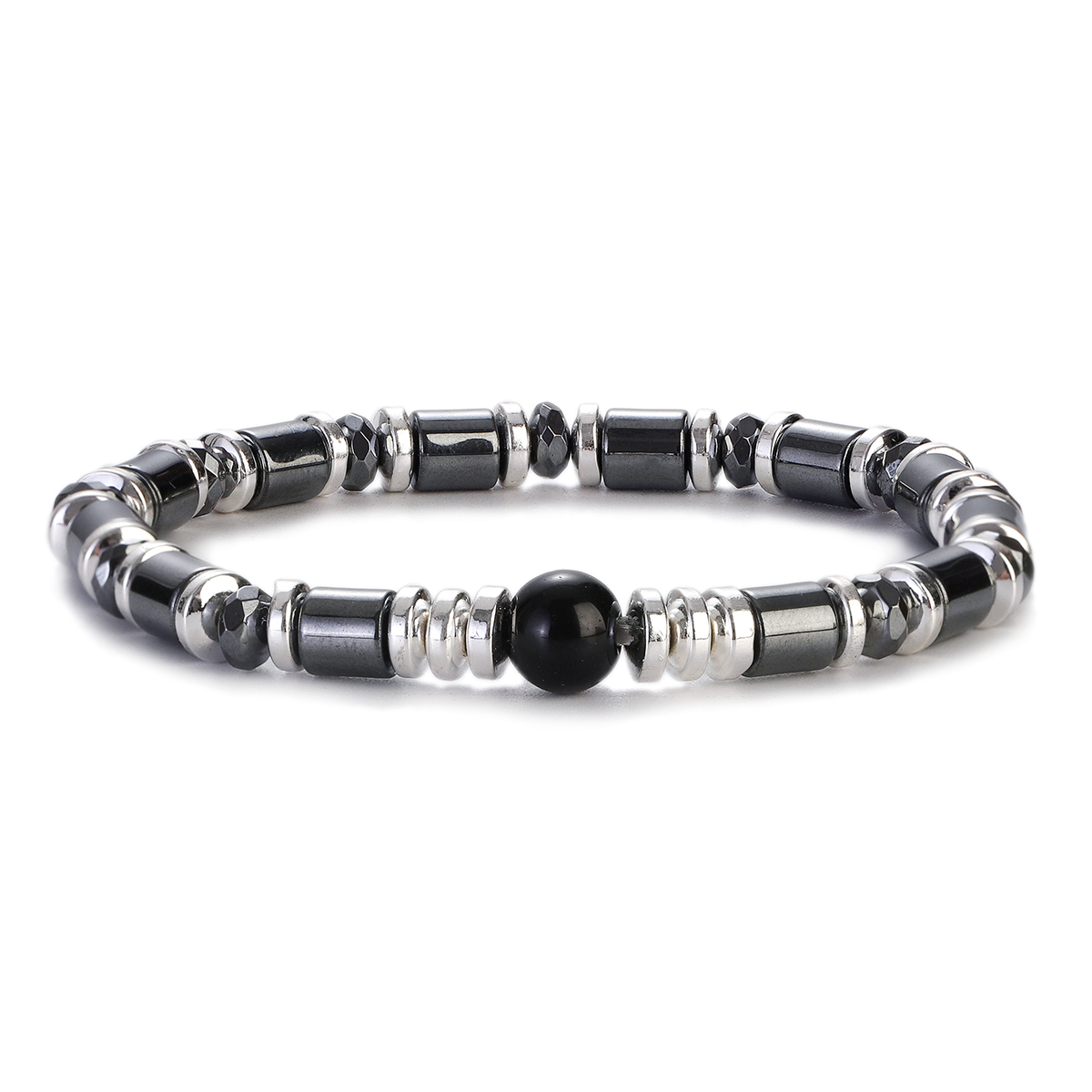 Natural Hematite Bracelet Handmade Stretch Black Stone Bead Balance Jewelry Gift