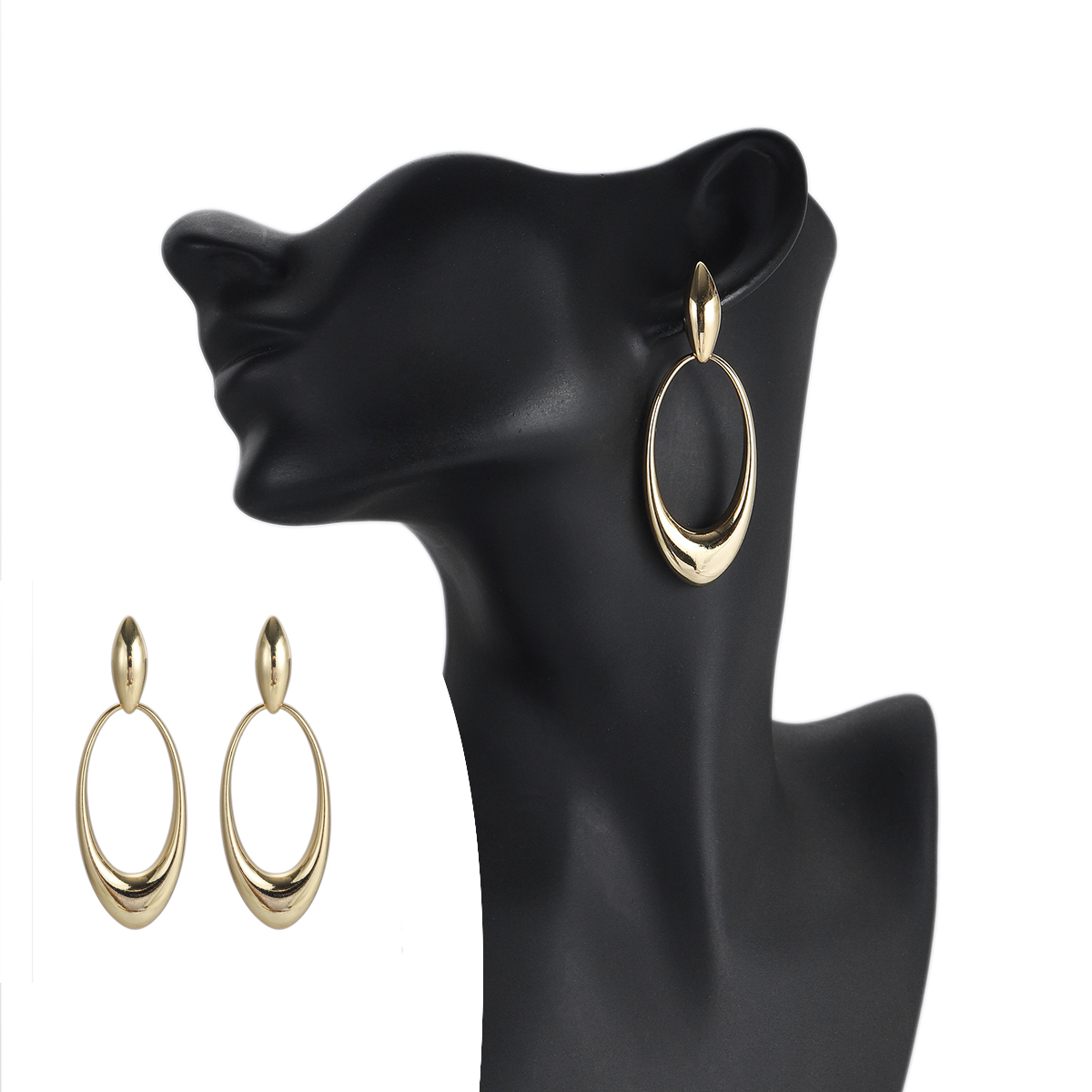 Gold Color Geometric Circle Small Stud Dangle Earrings for Women Statement Beads - Picture 44 of 51