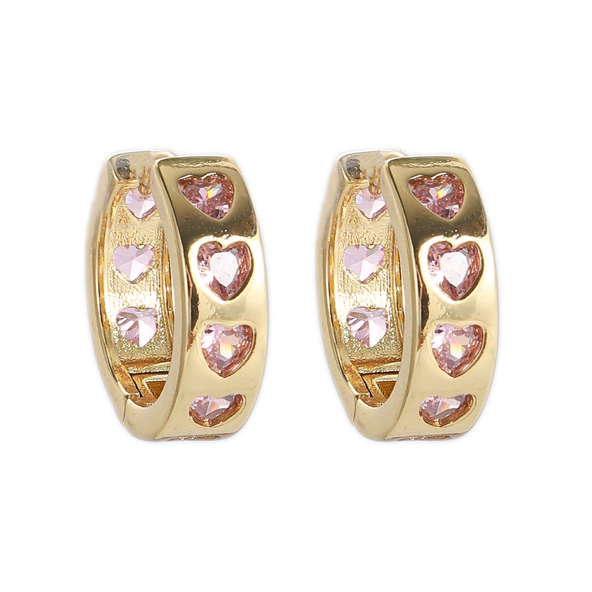 Fashion Pink Heart Zircon Big Round Stud Earrings Charm CZ Copper Circle Earring - Picture 17 of 62