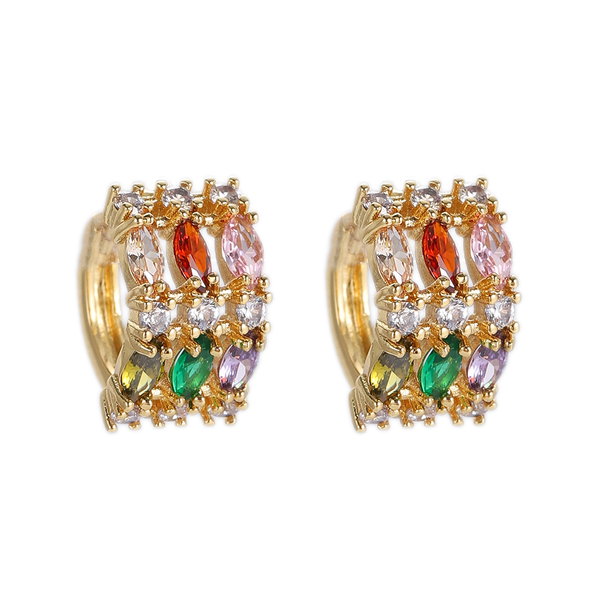 Boho Hoop Earrings for Women Female Slim Colorful Pave CZ Boho Fashion Earrings - Picture 11 of 108