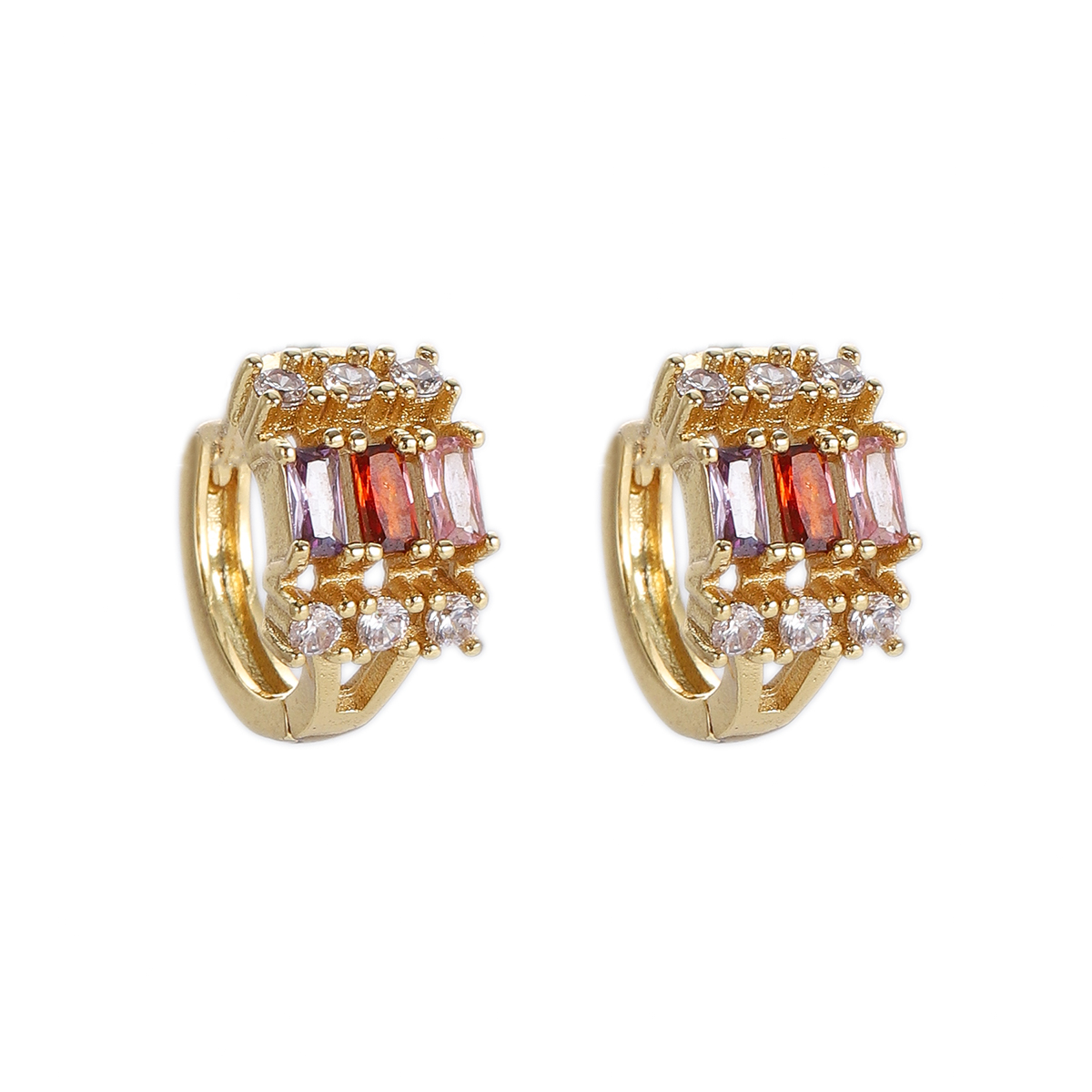 Boho Hoop Earrings for Women Female Slim Colorful Pave CZ Boho Fashion Earrings - Picture 47 of 108