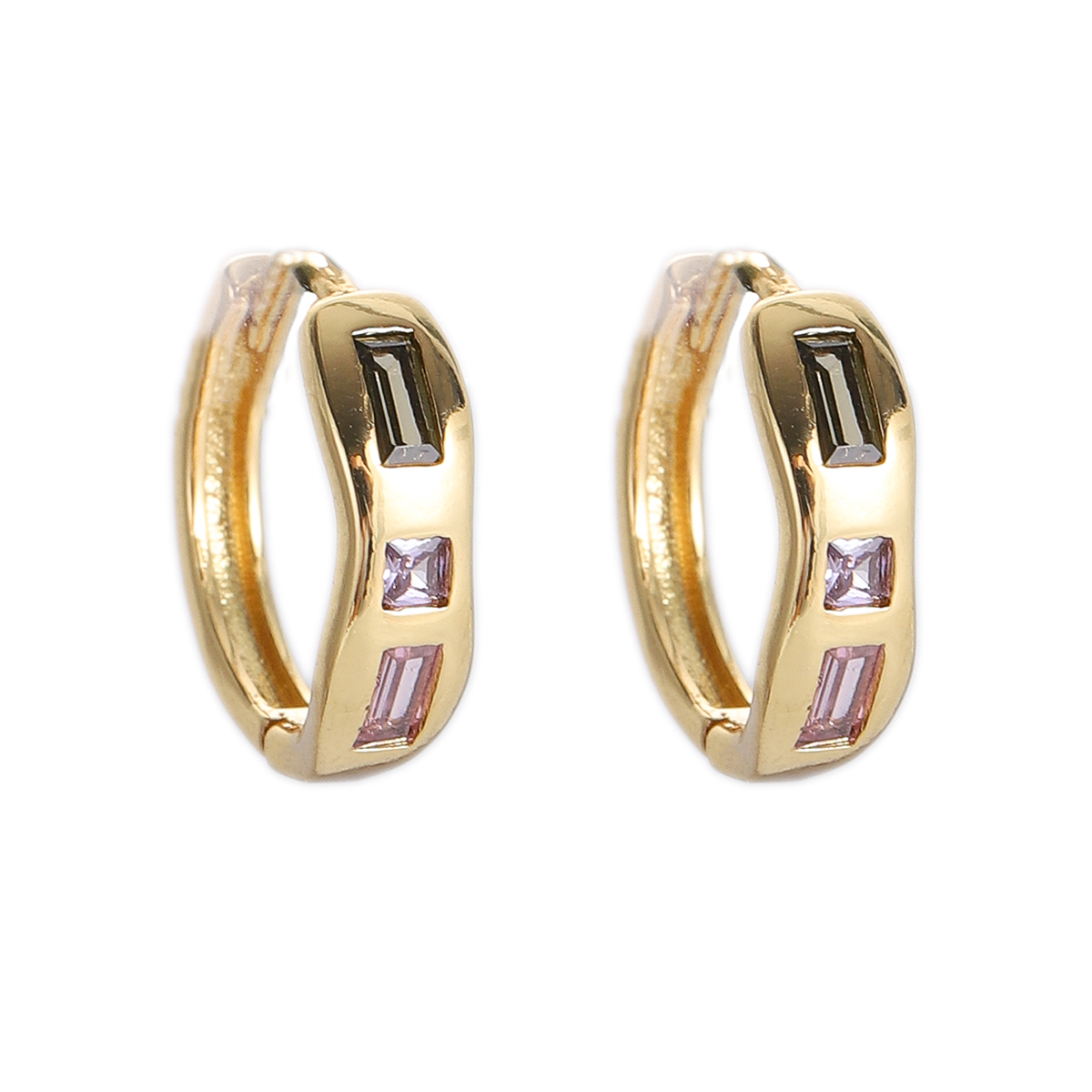 Boho Hoop Earrings for Women Female Slim Colorful Pave CZ Boho Fashion Earrings - Picture 53 of 108