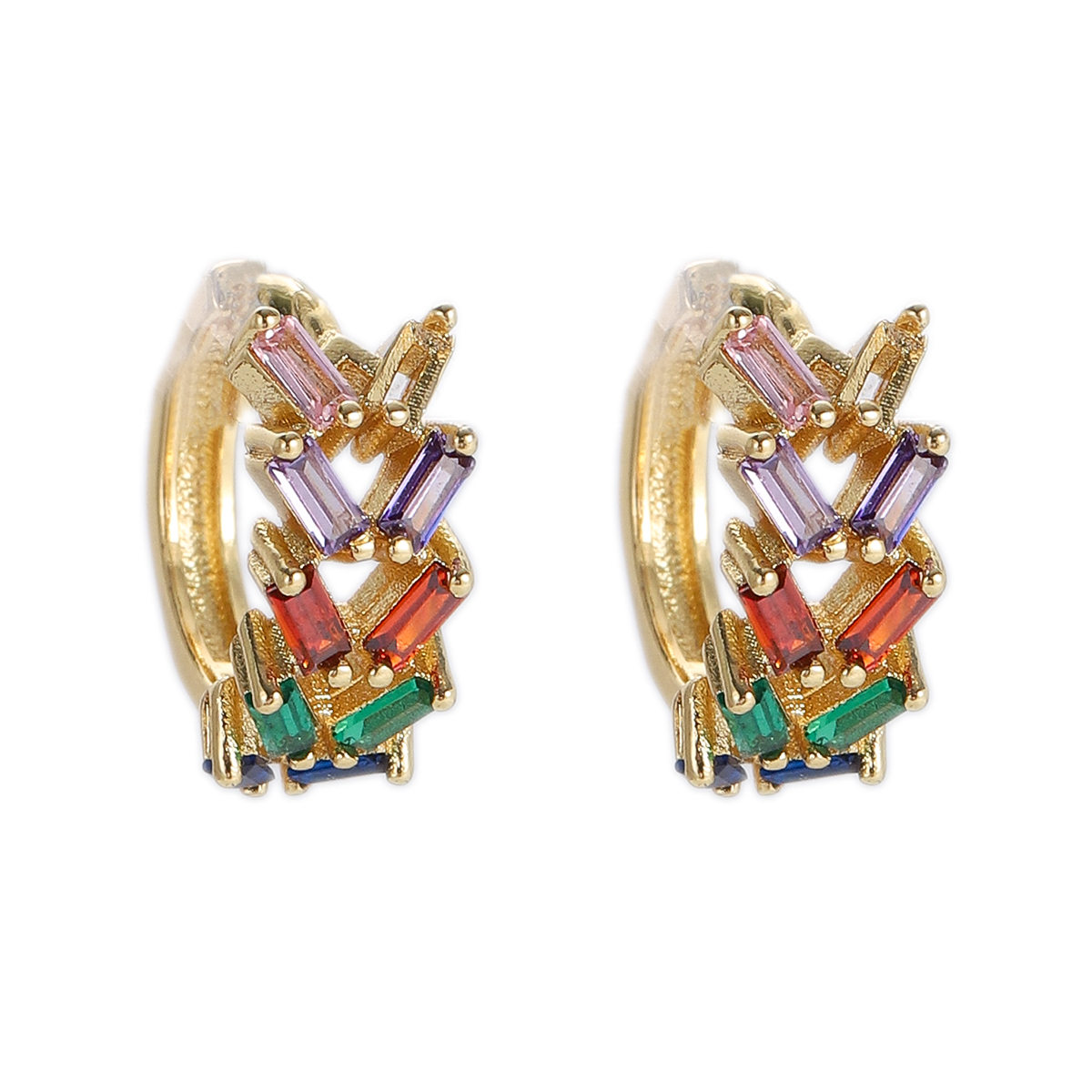 Boho Hoop Earrings for Women Female Slim Colorful Pave CZ Boho Fashion Earrings - Picture 59 of 108