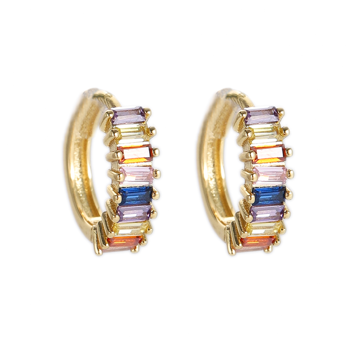 Boho Hoop Earrings for Women Female Slim Colorful Pave CZ Boho Fashion Earrings - Picture 65 of 108