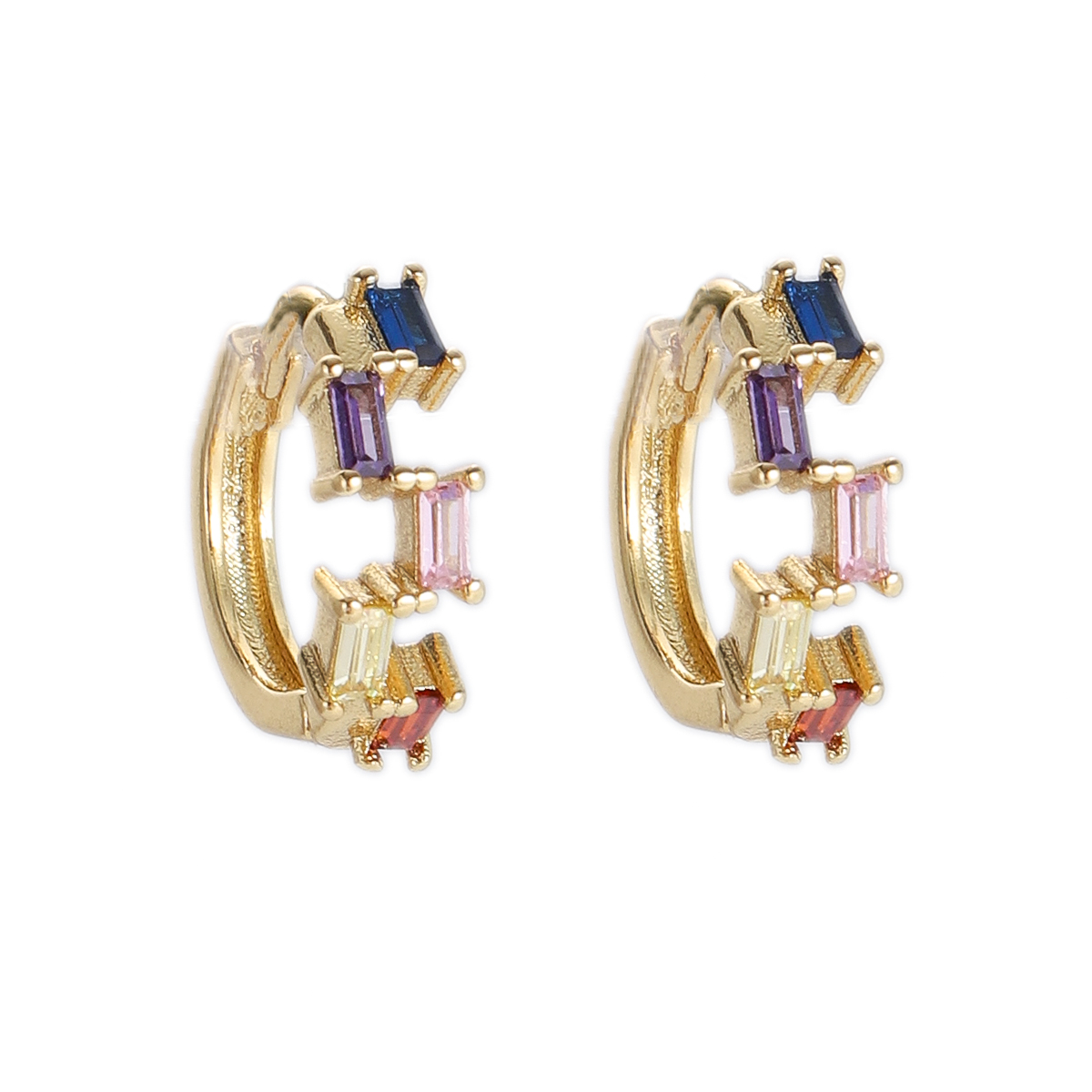 Boho Hoop Earrings for Women Female Slim Colorful Pave CZ Boho Fashion Earrings - Picture 71 of 108