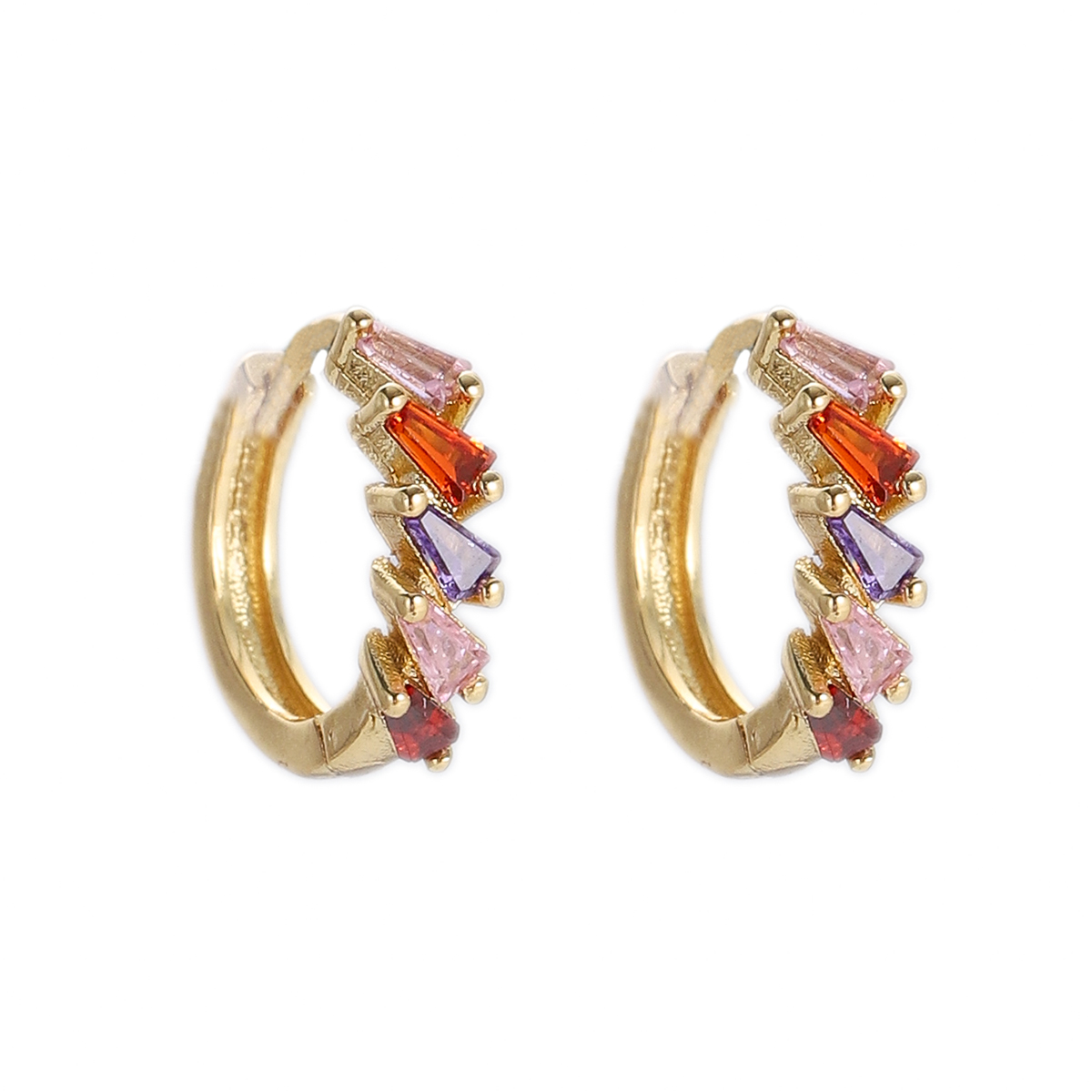 Boho Hoop Earrings for Women Female Slim Colorful Pave CZ Boho Fashion Earrings - Picture 78 of 108
