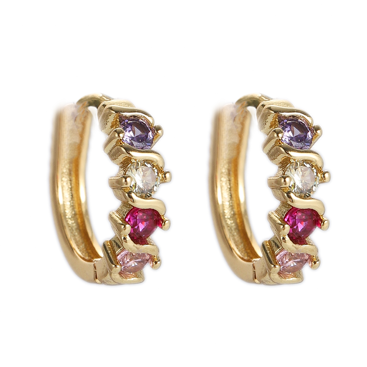 Boho Hoop Earrings for Women Female Slim Colorful Pave CZ Boho Fashion Earrings - Picture 102 of 108