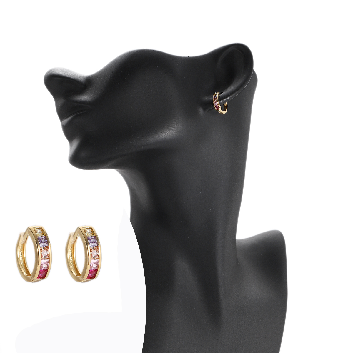 Boho Hoop Earrings for Women Female Slim Colorful Pave CZ Boho Fashion Earrings - Picture 97 of 108