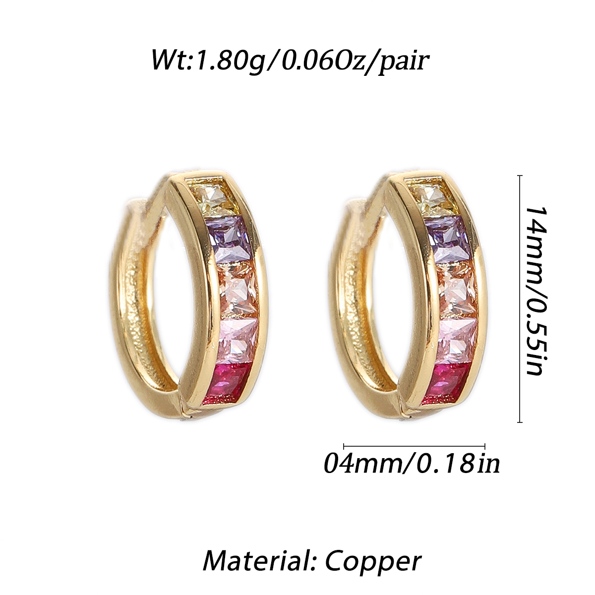 Boho Hoop Earrings for Women Female Slim Colorful Pave CZ Boho Fashion Earrings - Picture 101 of 108