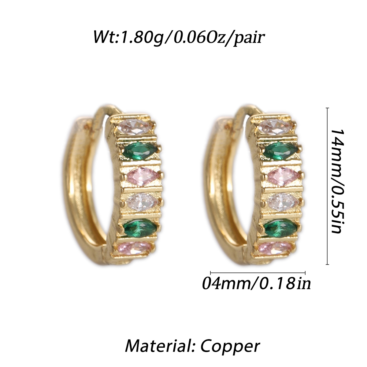 Boho Hoop Earrings for Women Female Slim Colorful Pave CZ Boho Fashion Earrings - Picture 85 of 108