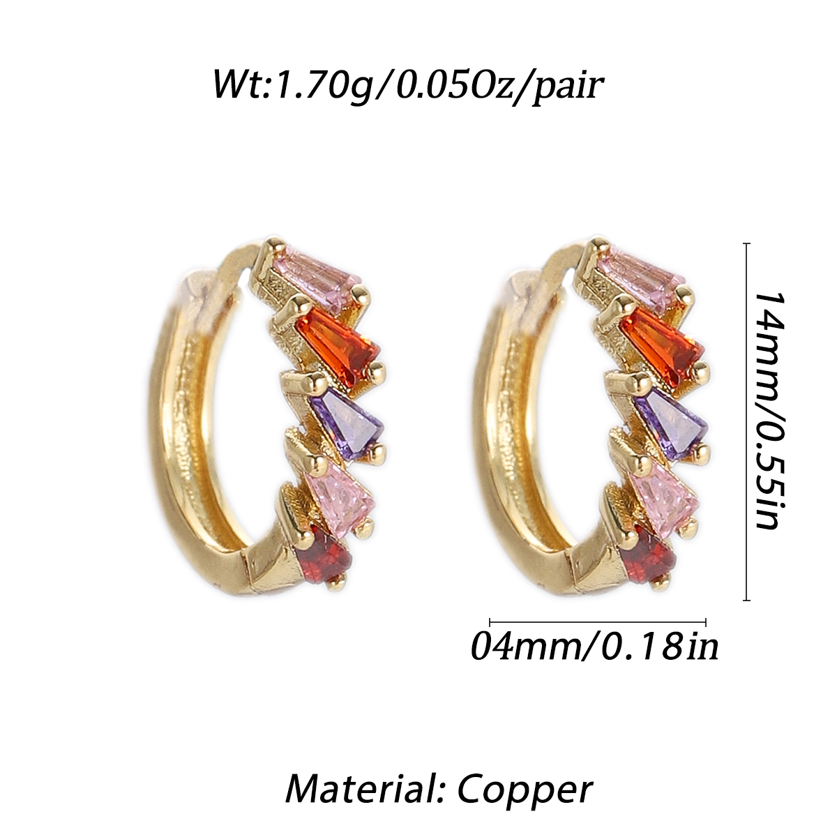 Boho Hoop Earrings for Women Female Slim Colorful Pave CZ Boho Fashion Earrings - Picture 80 of 108