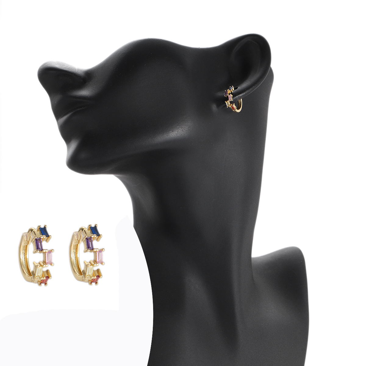 Boho Hoop Earrings for Women Female Slim Colorful Pave CZ Boho Fashion Earrings - Picture 75 of 108